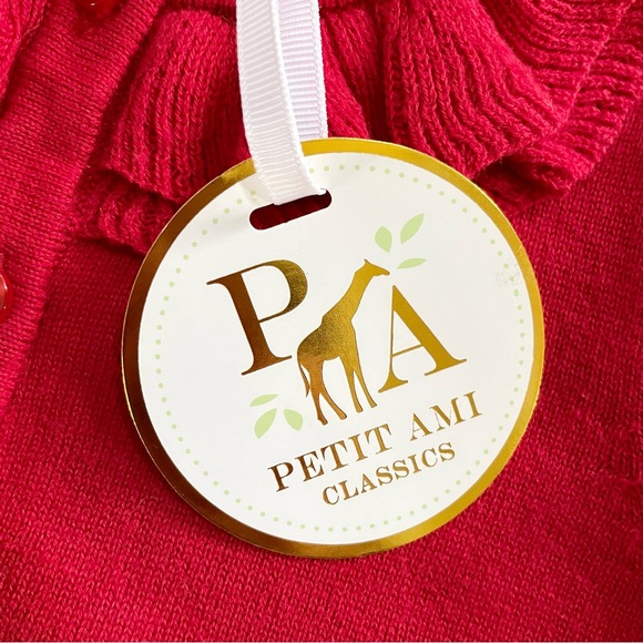 Petit Ami Classics•NWT•Size 6M•Pointelle Ruffle Collar Cardigan•Baby Girl Red ❤️ - Picture 9 of 13